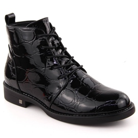 Botine de dama din piele lacuita, neagra, Potocki 12471 negru Botine de dama din piele lacuita, neagra, Potocki 12471 negru