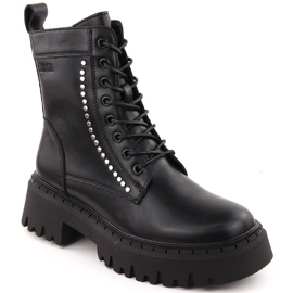 Botine de damă pentru lucrători din piele, izolate cu nituri, Big Star OO274A255 negru