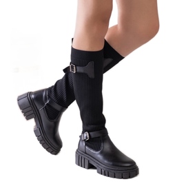 Cizme slip-on Miste negre cu partea superioară elastică negru