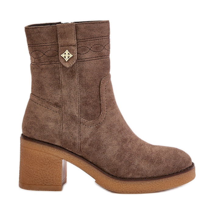 Cizme izolate de dama cu toc inalt, maro Vailia