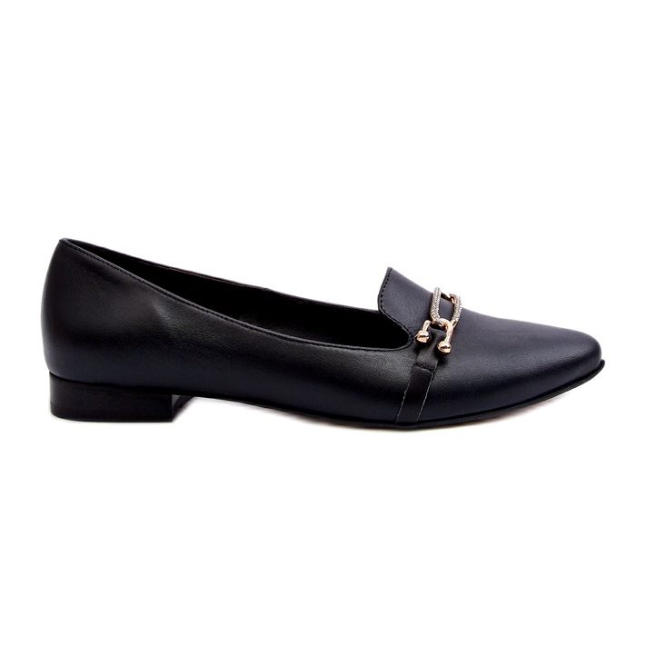 Zazoo 2885 Ballerine din piele pentru femei cu decor negru