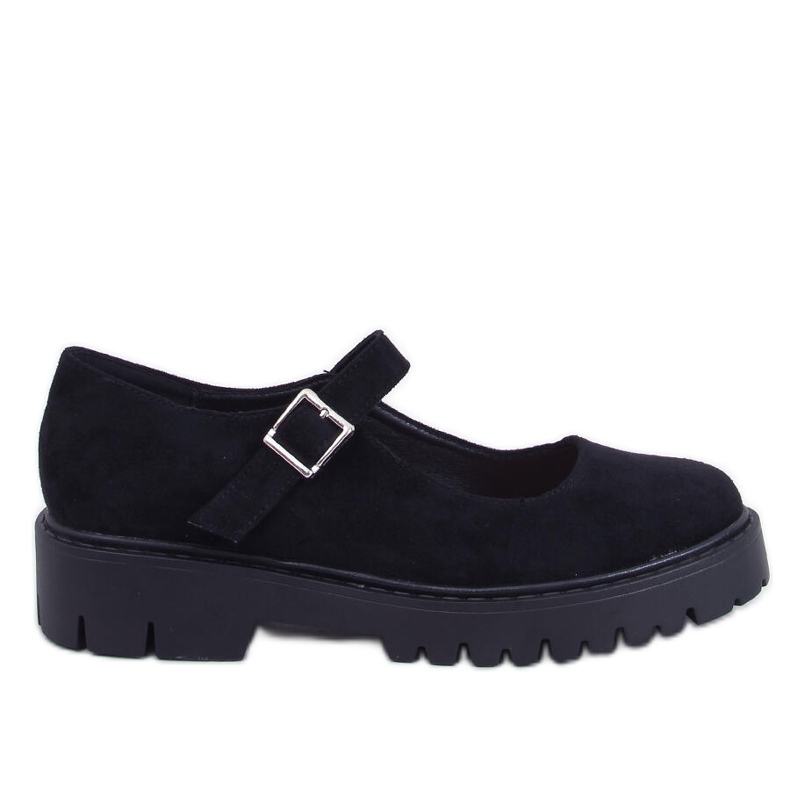 Balerini Holmess Black cu bretele cu platformă negru