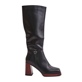 S.Barski Cizme calde elegante din piele cu toc inalt D&A JC42-39 Negru S.Barski Cizme calde elegante din piele cu toc inalt D&A JC42-39 Negru