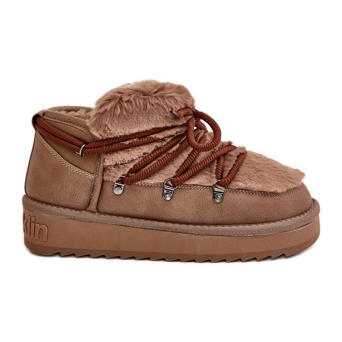 Cizme De Zapada Cu Platforma Joasa Cu Blana D.Franklin DFSH370011 Maro