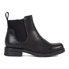 Cizme Chelsea plate negre de damă negru Cizme Chelsea plate negre de damă negru
