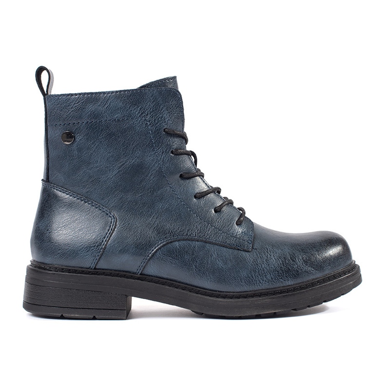 Botine de damă bleumarin din piele cu șireturi de la Sergio Leone albastru