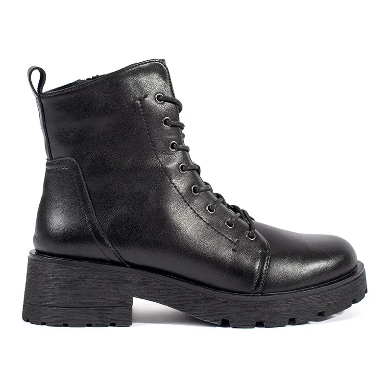 Botine negre din piele cu talpa groasa de Sergio Leone negru