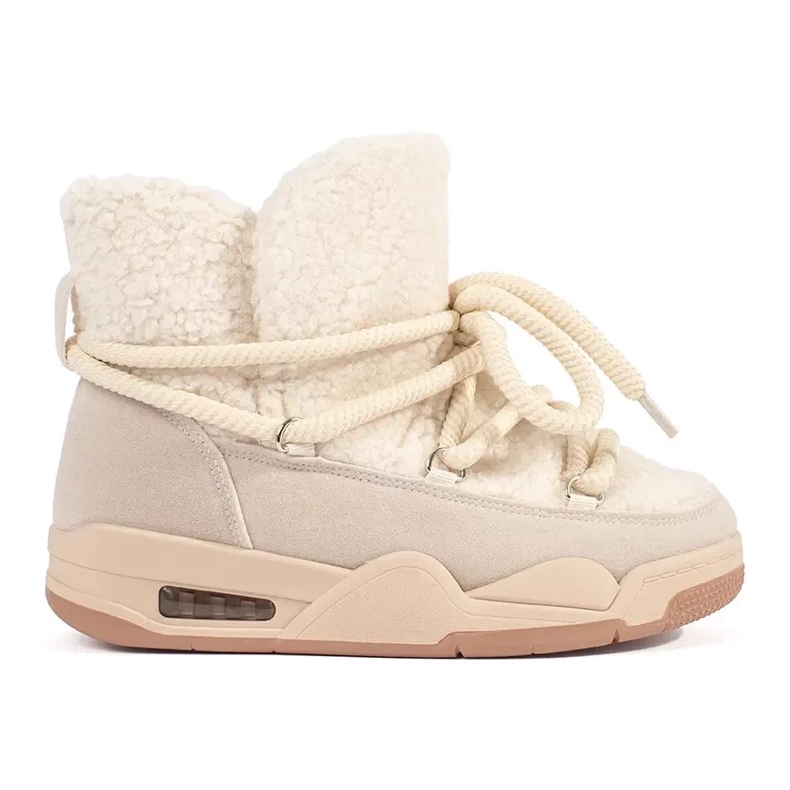 Seastar Cizme de zăpadă de damă bej cu talpă groasă