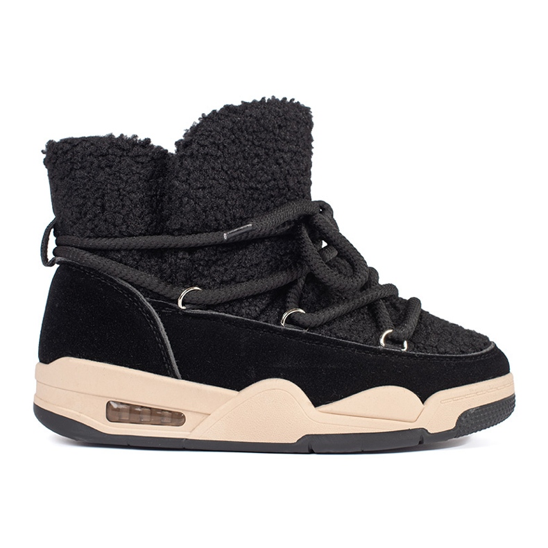 Seastar Cizme negre de dama pentru zapada cu talpa groasa negru