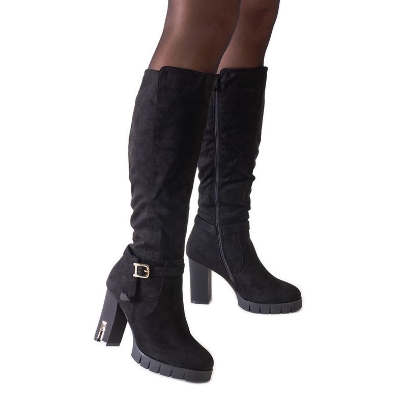 Cizme izolate negre cu toc de la Alra negru