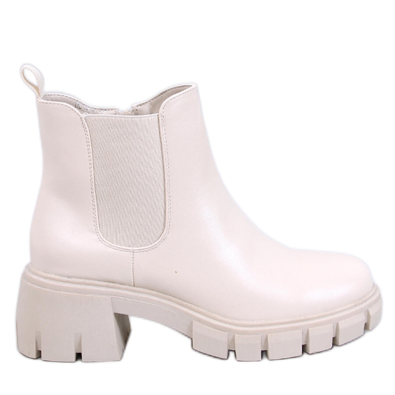 Cizme Chelsea cu toc lat Ledeck Beige Pu bej
