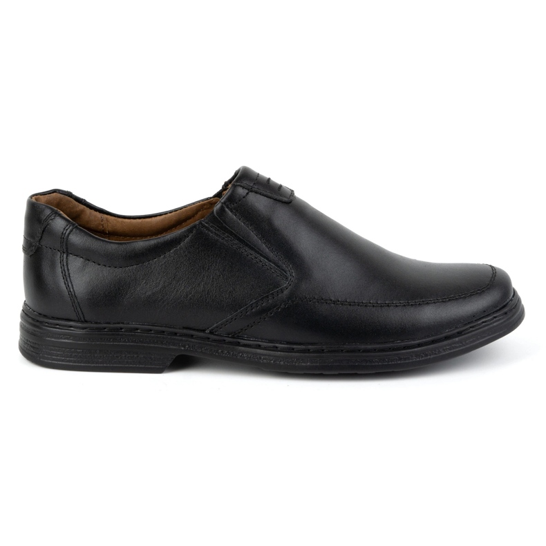 KOMODO Pantofi barbatesti din piele naturala slip-on 854K, neagra negru
