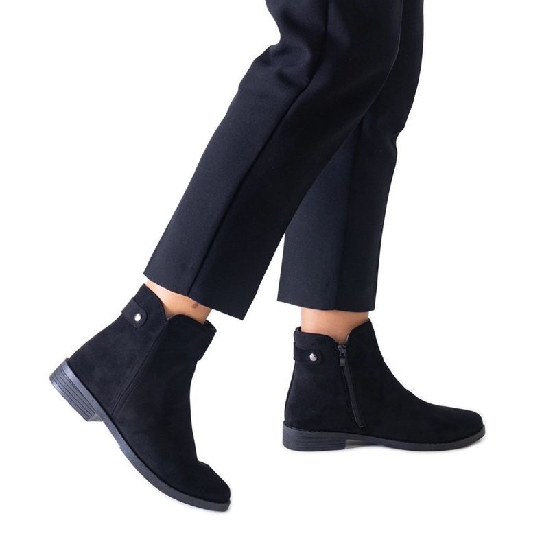 Botine clasice negre din piele intoarsa ecologica Pereia negru Botine clasice negre din piele intoarsa ecologica Pereia negru