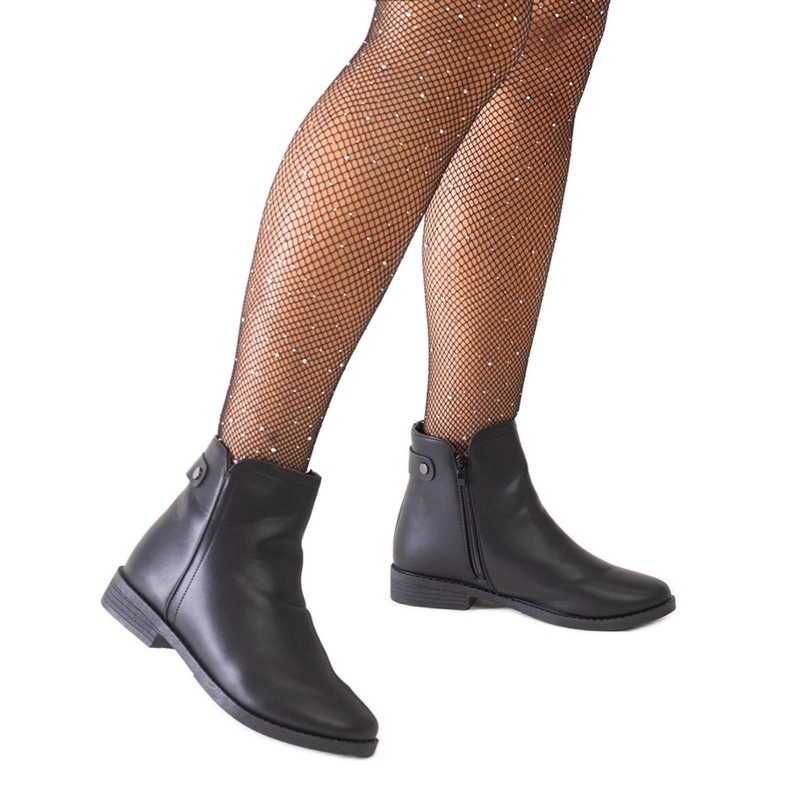 Botine clasice negre din piele ecologica Pereia negru