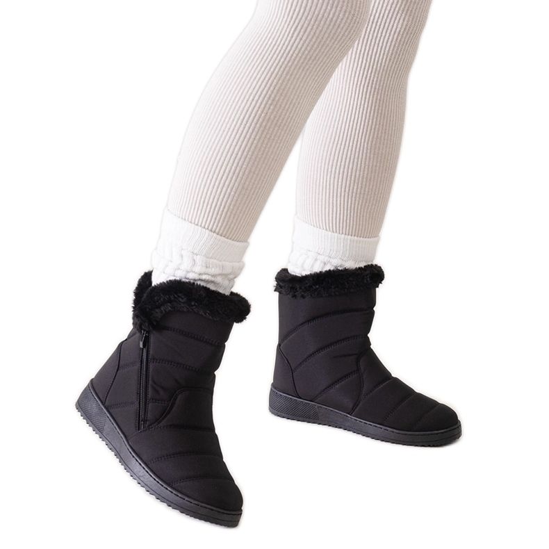 Cizme negre de zapada decorate cu blana Khit negru Cizme negre de zapada decorate cu blana Khit negru