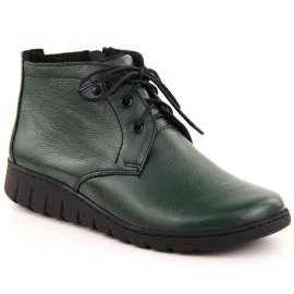 Botine de dama izolate din piele, verde Helios 501