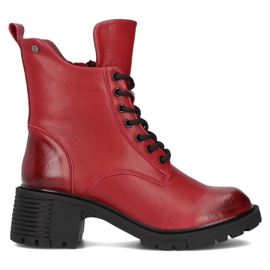 Botine cu toc inalt din piele Filippo DBT6501/24 Rd, rosii roșu