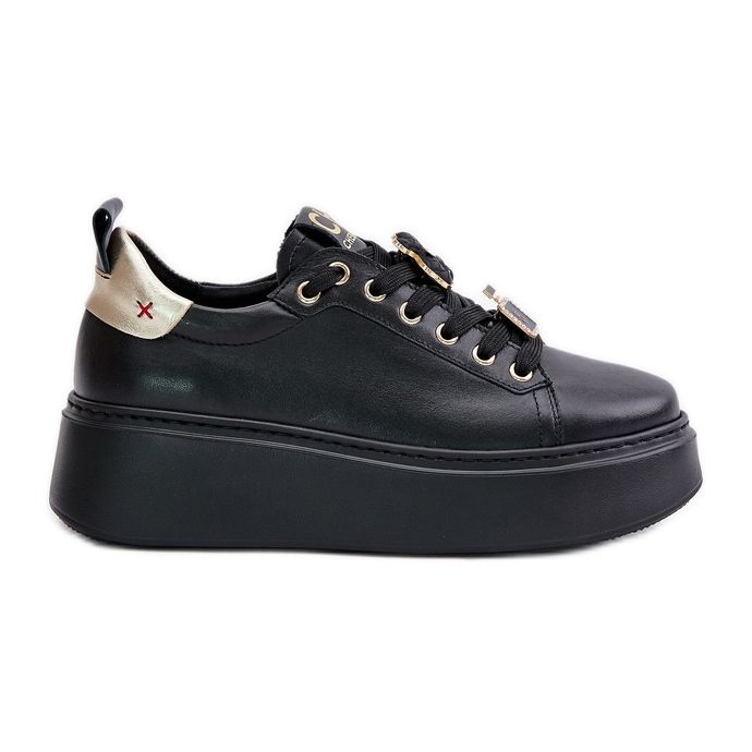 Pantofi de damă din piele cu ace pe platforma CheBello 4596 negru
