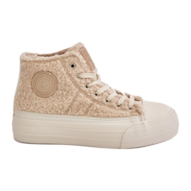 Pantofi Izolați De Damă Cu Blană De Oaie Big Star OO274A444 Bej