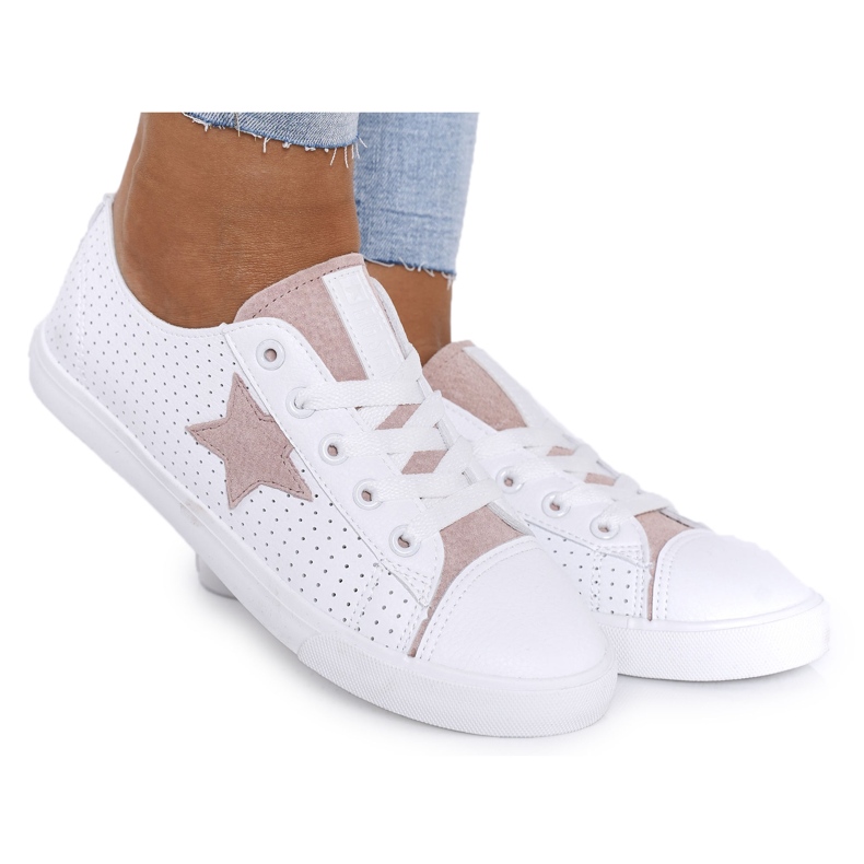 Big Star Adidași pentru femei cu o stea mare stele DD274691 Alb și roz Big Star Adidași pentru femei cu o stea mare stele DD274691 Alb și roz