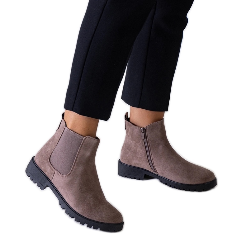 Botine maro clasice casual din piele ecologica Salara