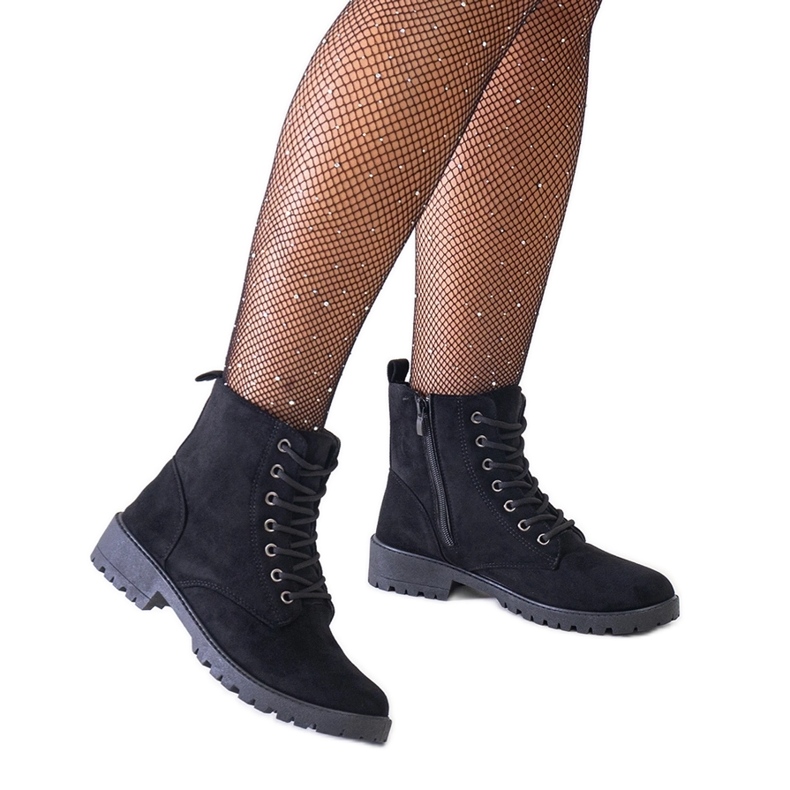 Botine de muncitor negre din piele intoarsa ecologica pe platforma Barosa negru