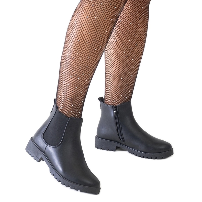 Botine casual clasice negre din piele ecologica Salara negru