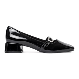 Seastar Pompe negre cu toc lacuit cu cataramă negru