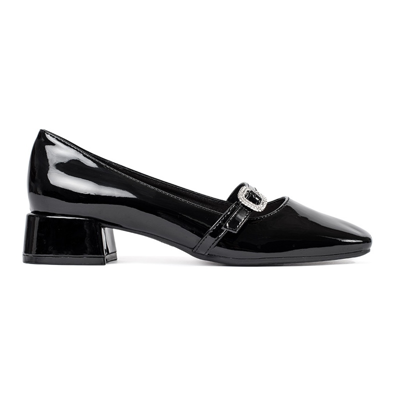 Seastar Pompe negre cu toc lacuit cu cataramă negru