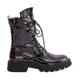 S.Barski Cizme de Lucrator Brevet Cu Decorat Izolat D&amp;A MR880-080 Negru