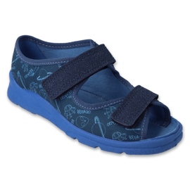 Papuci copii Befado cu Velcro 969Y174 bleumarin albastru