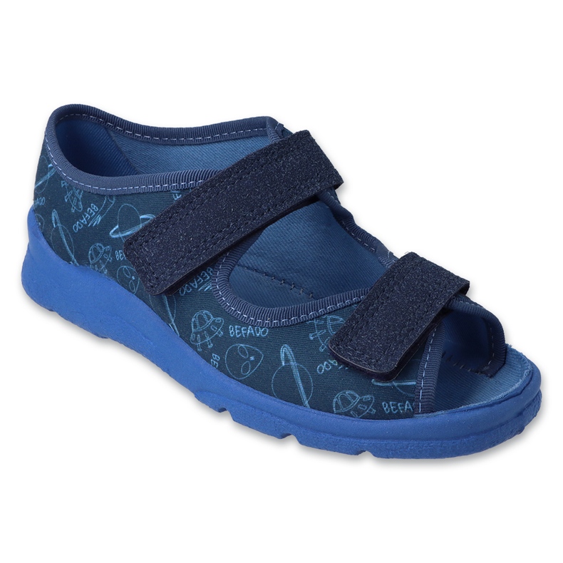 Papuci copii Befado cu Velcro 969Y174 bleumarin albastru Papuci copii Befado cu Velcro 969Y174 bleumarin albastru
