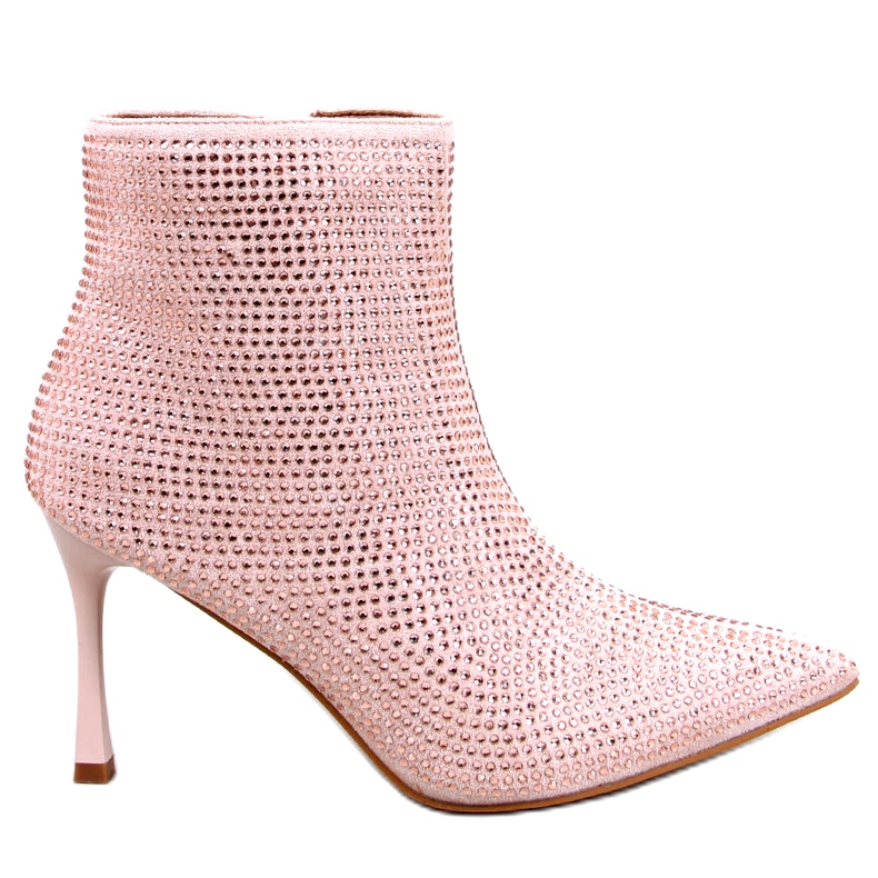 Botine cu toc înalt cu cristale Demish Champagne roz Botine cu toc înalt cu cristale Demish Champagne roz