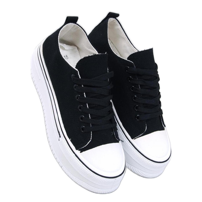 Tenisi Loic Black cu talpă înaltă - Inello negru