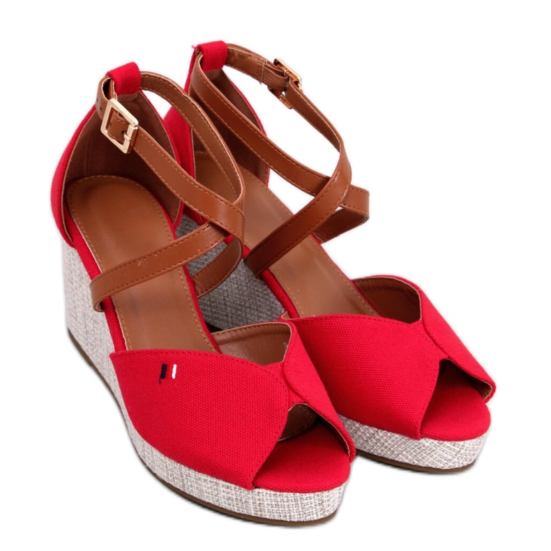 Sandale cu pană cu vârf deschis Berna Red - Inello roșu