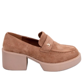 Mocasini cu toc camel - maro Mocasini cu toc camel - maro