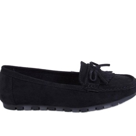 Mocasini de piele intoarsa neagra negru