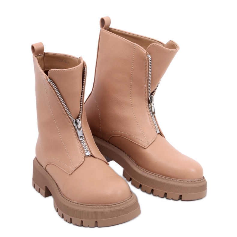 Cizme militare de cămilă maro