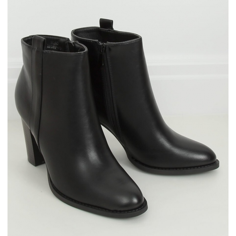 Botine clasice negre cu toc înalt UK08P Negru - Inello