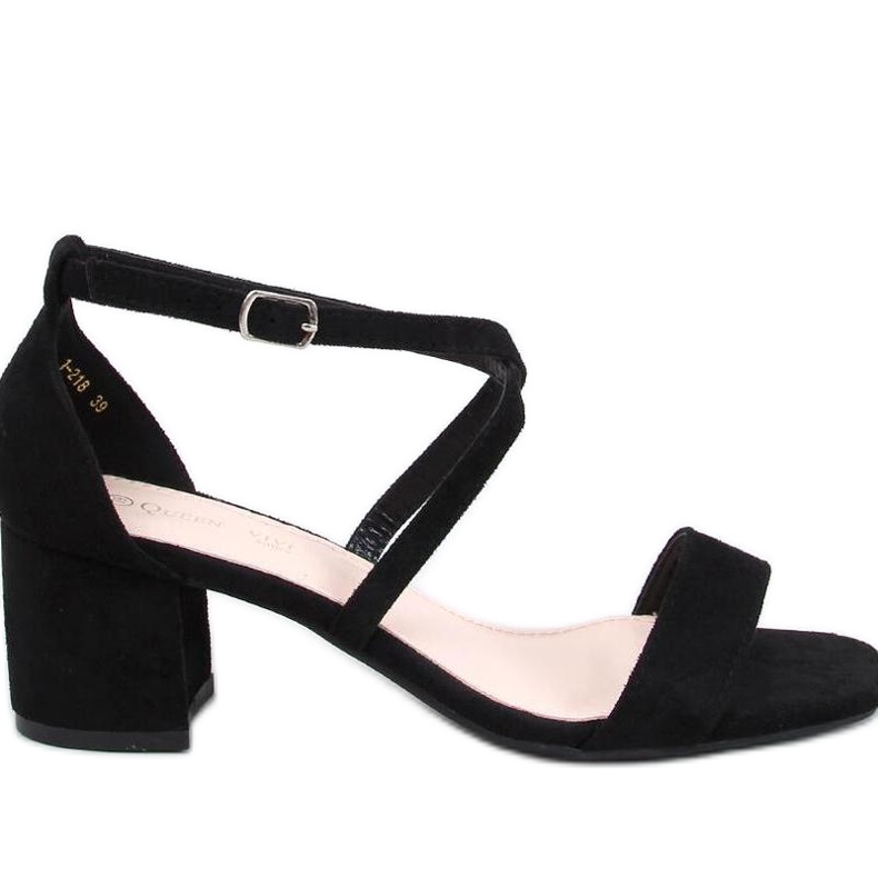 Sandale negre cu toc mic negru