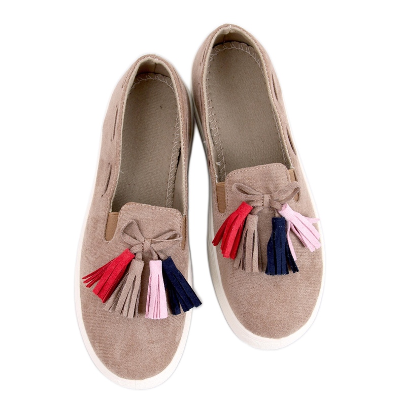 Adidasi de toamna kaki cu franjuri bej