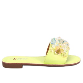 Papuci verzi cu pietre colorate verde Papuci verzi cu pietre colorate verde