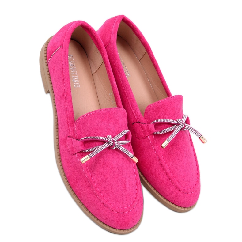 Mocasini dama piele intoarsa Fuchsia roz