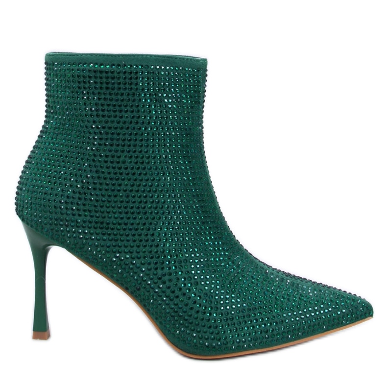 Botine cu toc inalt cu cristale verzi verde