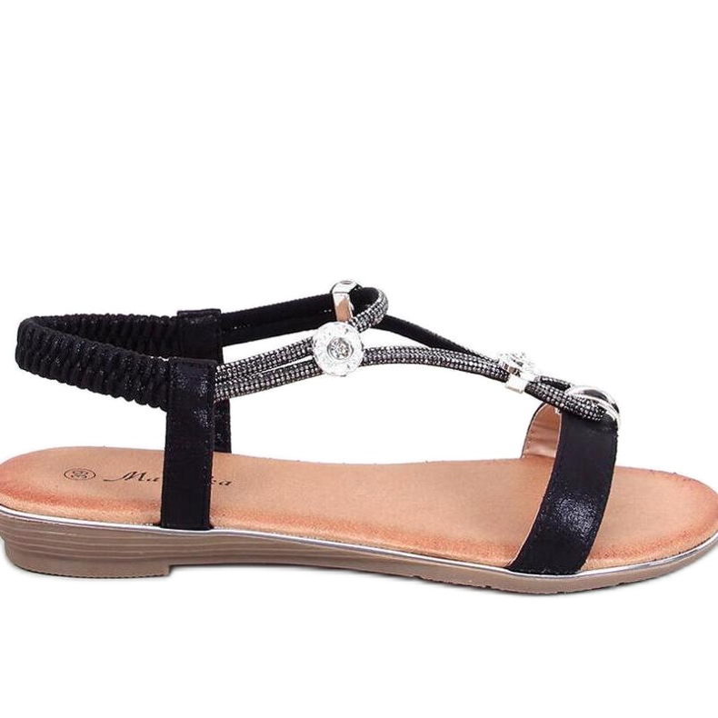 Sandale negre din zirconiu negru
