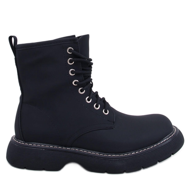 Cizme negre cu șireturi negru