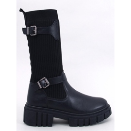 Cizme cu partea superioară flexibilă Rhea Black - Inello negru