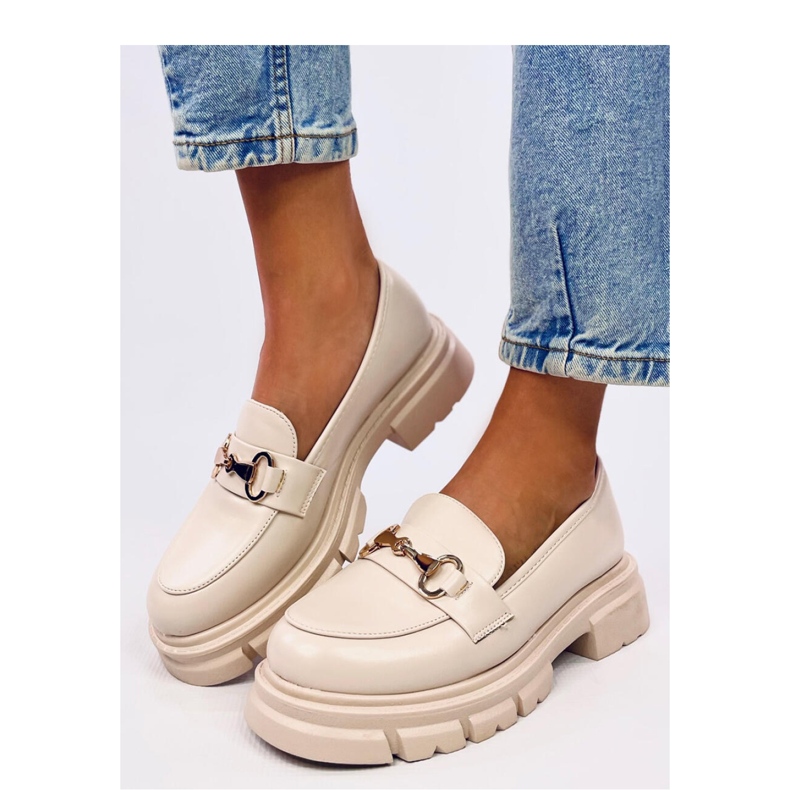 Mocasini Kyress Beige cu talpă înaltă - Inello bej