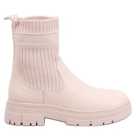 Botine bej cu partea superioară elastică