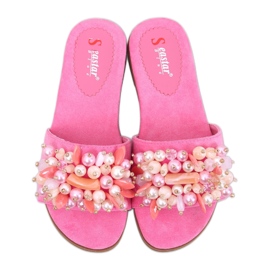 Papuci cu pietre colorate Fuchsia roz